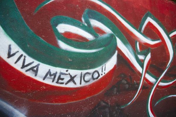 Mexico Mural with the Mexican Flag